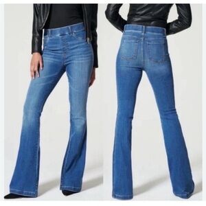 Spanx Shaping EveryWear Flare Jeans Pull On Denim Blue Size XL